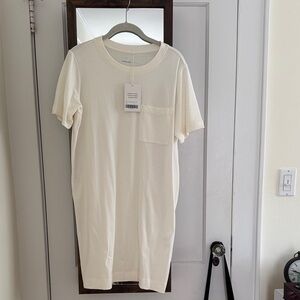 Everlane Short Sleeve Tee Shirt Dress in Canvas (Off White)